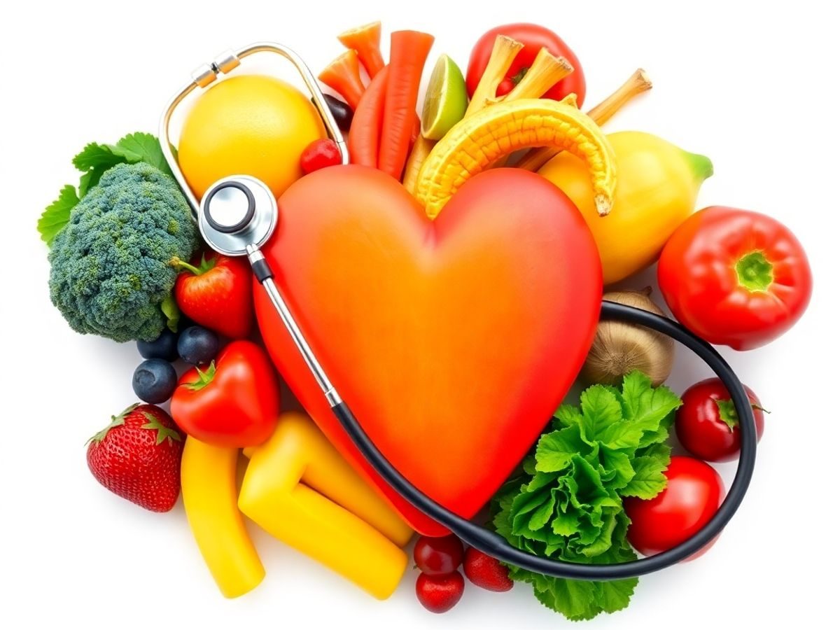 Inima sănătoasă din fructe și legume proaspete.