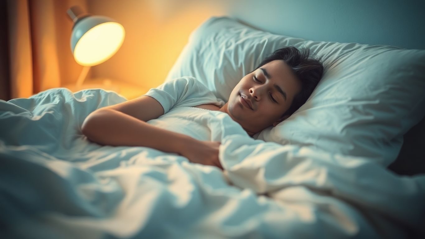 O persoană dormind liniștită într-un pat confortabil.